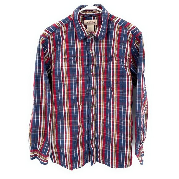 LL Bean Shirt Mens M Katahdin Iron Works Snap Striped Multicolor - Picture 1 of 5